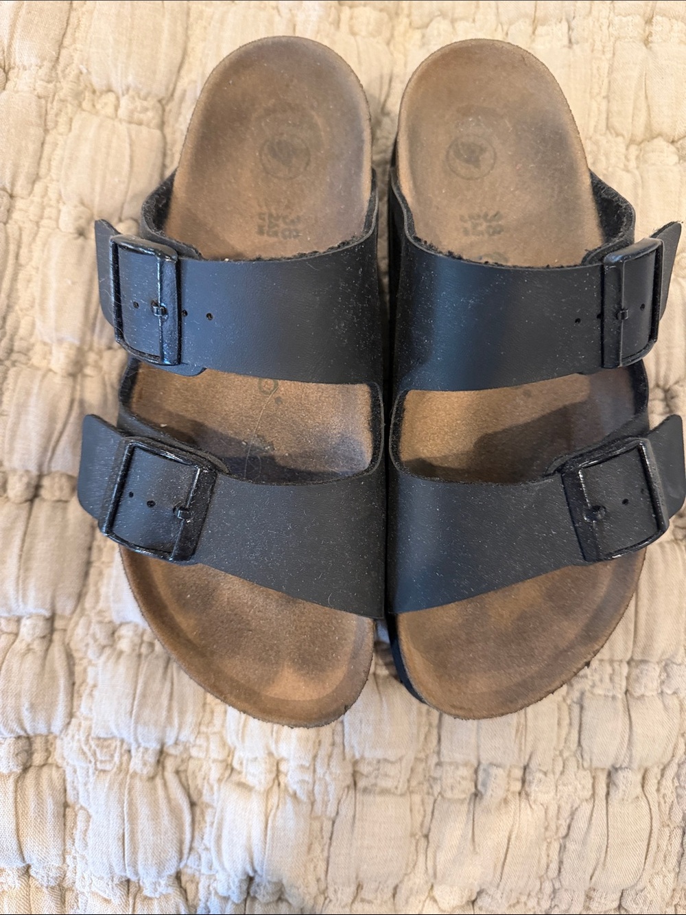 Papillio Black Double-Strap Buckle Sandals